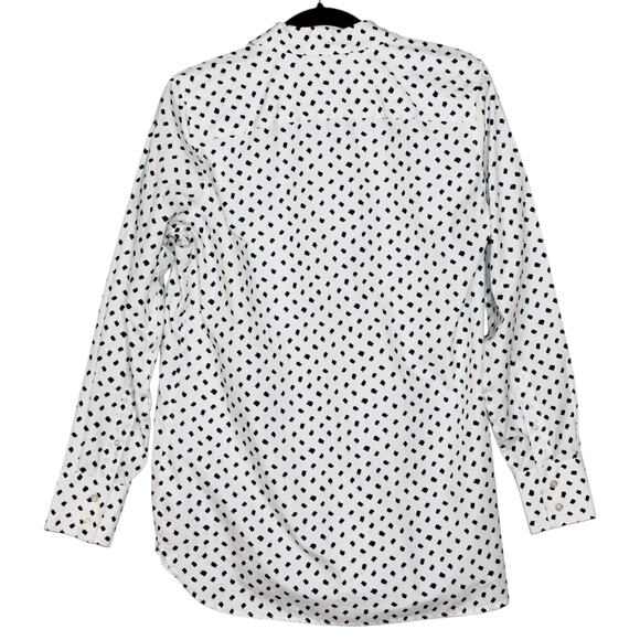 Lands End Green White Patterned Button Up Blouse Size 12 L - Picture 4 of 4